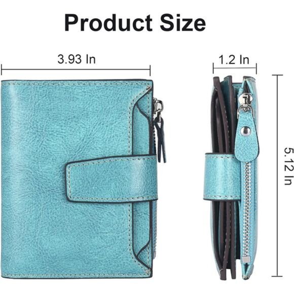 New Small Compact Women Wallet RFID Blocking Genuine Leather Bifold Purse - Picture 5 of 6